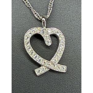 Genuine Diamond Heart Pendant Eternal Necklace Silver Chain